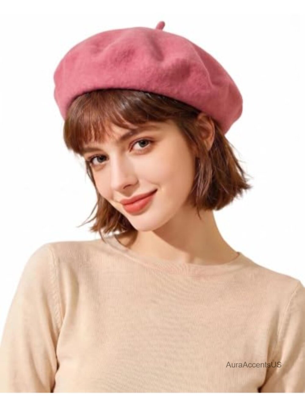 Classic Wool Blend French Beret Hat for Women - Wrap Vintage Painter Cap Winter